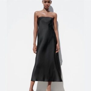 Zara Black Satin Effect Dress